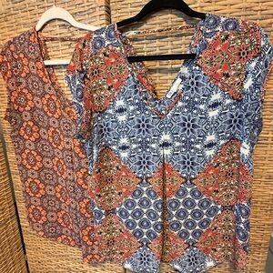 DR2 Multicolor Patchwork V-Neck Blouses 2 for $20
